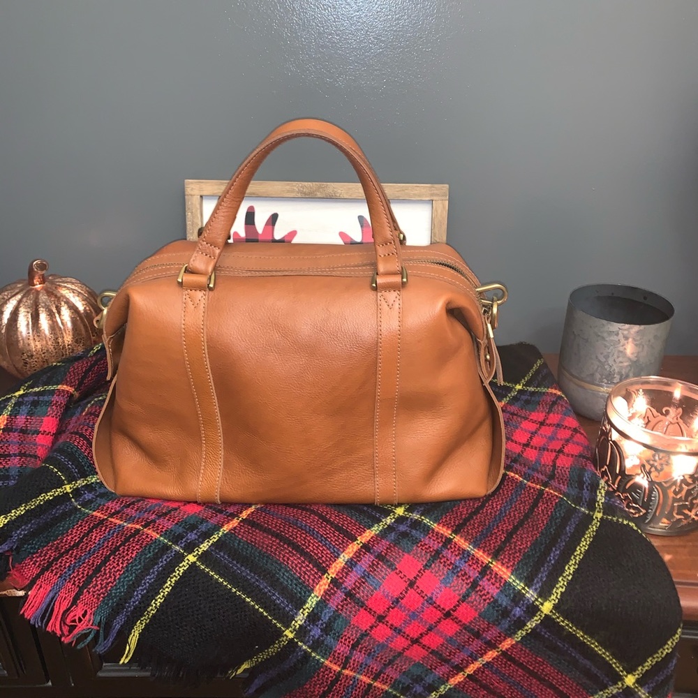 Madewell Glasgow bag Kensington satchel in cognac